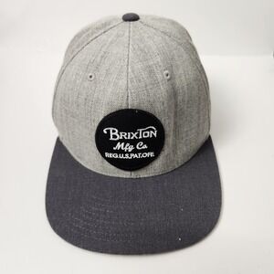 Brixton Hat Cap Snap Back Gray Black‎ Patch Two Tone Flat Bill Mens Streetwear